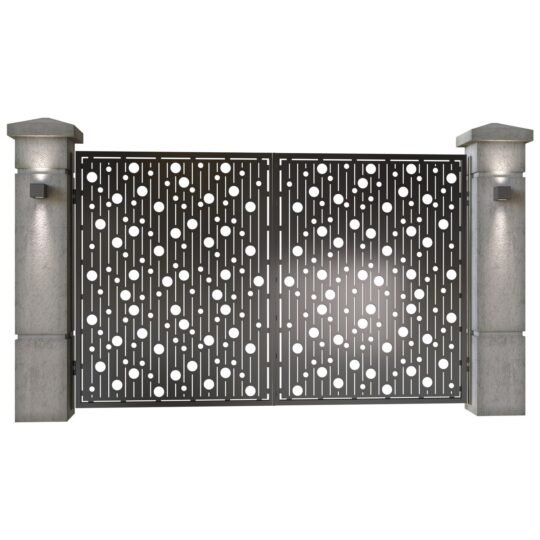 Poarta auto mica batanta din tabla decupata (traforata CNC) cu plasma, model Dotto, SM DT004, 3000 x 1940 mm, Negru