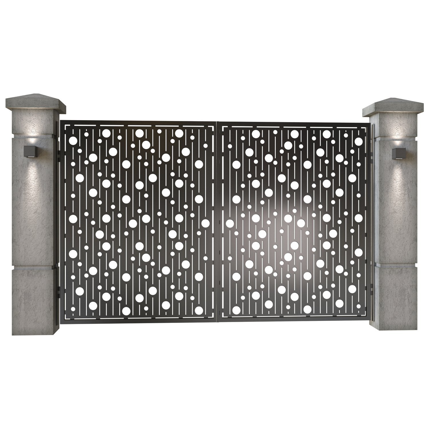 Poarta auto mica batanta din tabla decupata (traforata CNC) cu plasma, model Dotto, SM DT004, 3000 x 1940 mm, Negru