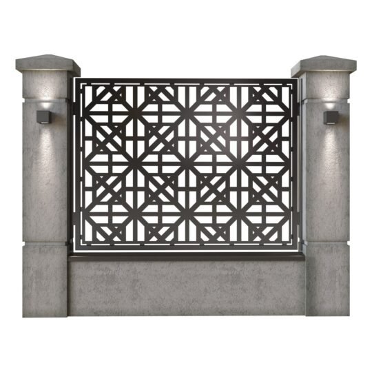 Panou de gard mare din tabla decupata (traforata) CNC cu plasma, model Grande, SM GRN03, 1940 x 1500 mm, Negru