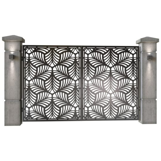 Poarta auto mica batanta din tabla decupata (traforata CNC) cu plasma, model Frida, SM FRD04, 3000 x 1940 mm, Negru