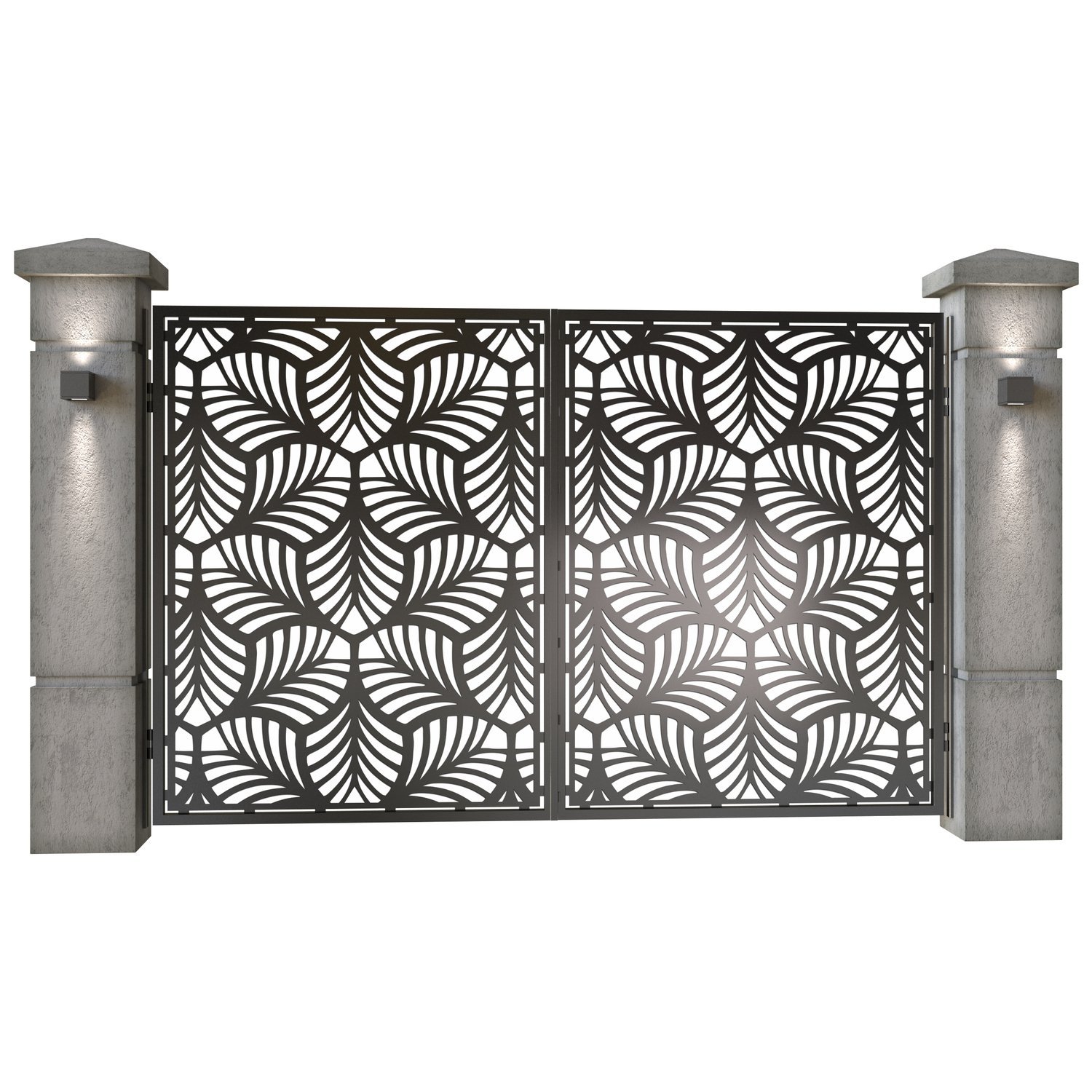 Poarta auto mica batanta din tabla decupata (traforata CNC) cu plasma, model Frida, SM FRD04, 3000 x 1940 mm, Negru