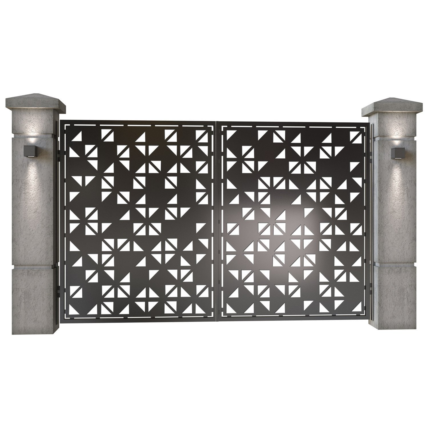 Poarta auto mica batanta din tabla decupata (traforata CNC) cu plasma, model Galaxy, SM GLX04, 3000 x 1940 mm, Negru