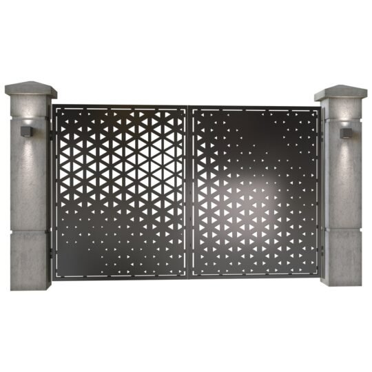 Poarta auto mica batanta din tabla decupata (traforata CNC) cu plasma, model Gradient, SM GDT04, 3000 x 1940 mm, Negru