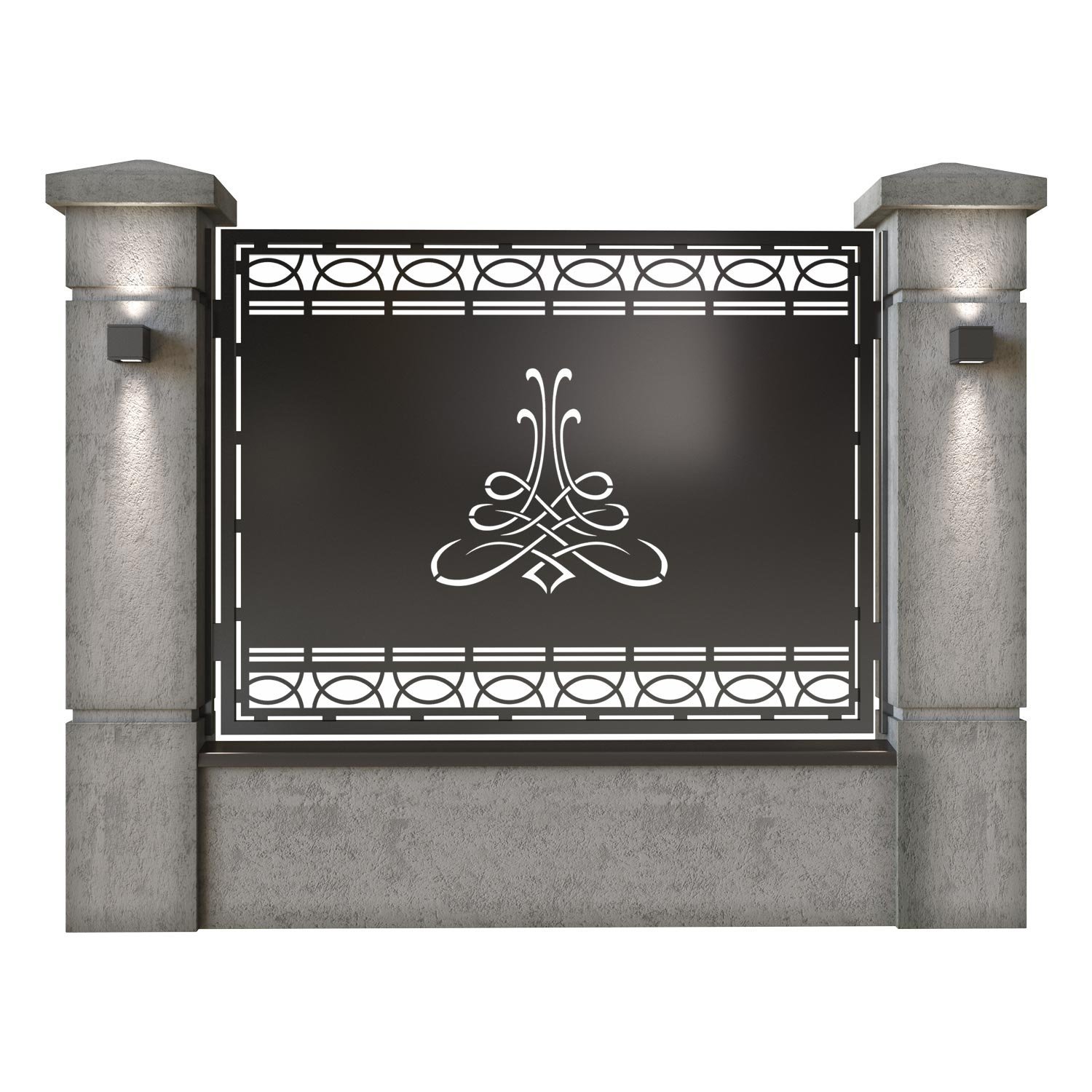 Panou de gard mare din tabla decupata (traforata) CNC cu plasma, model Lima, SM LMA03, 1940 x 1500 mm, Negru