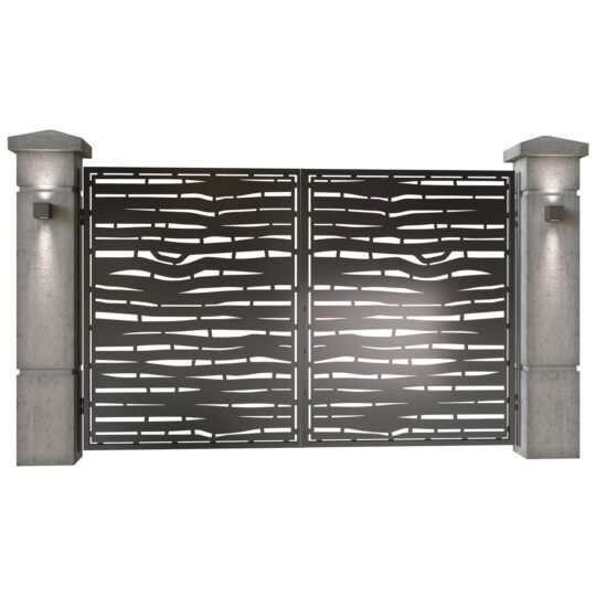 Poarta auto mica batanta din tabla decupata (traforata CNC) cu plasma, model Loft, SM LFT04, 3000 x 1940 mm, Negru