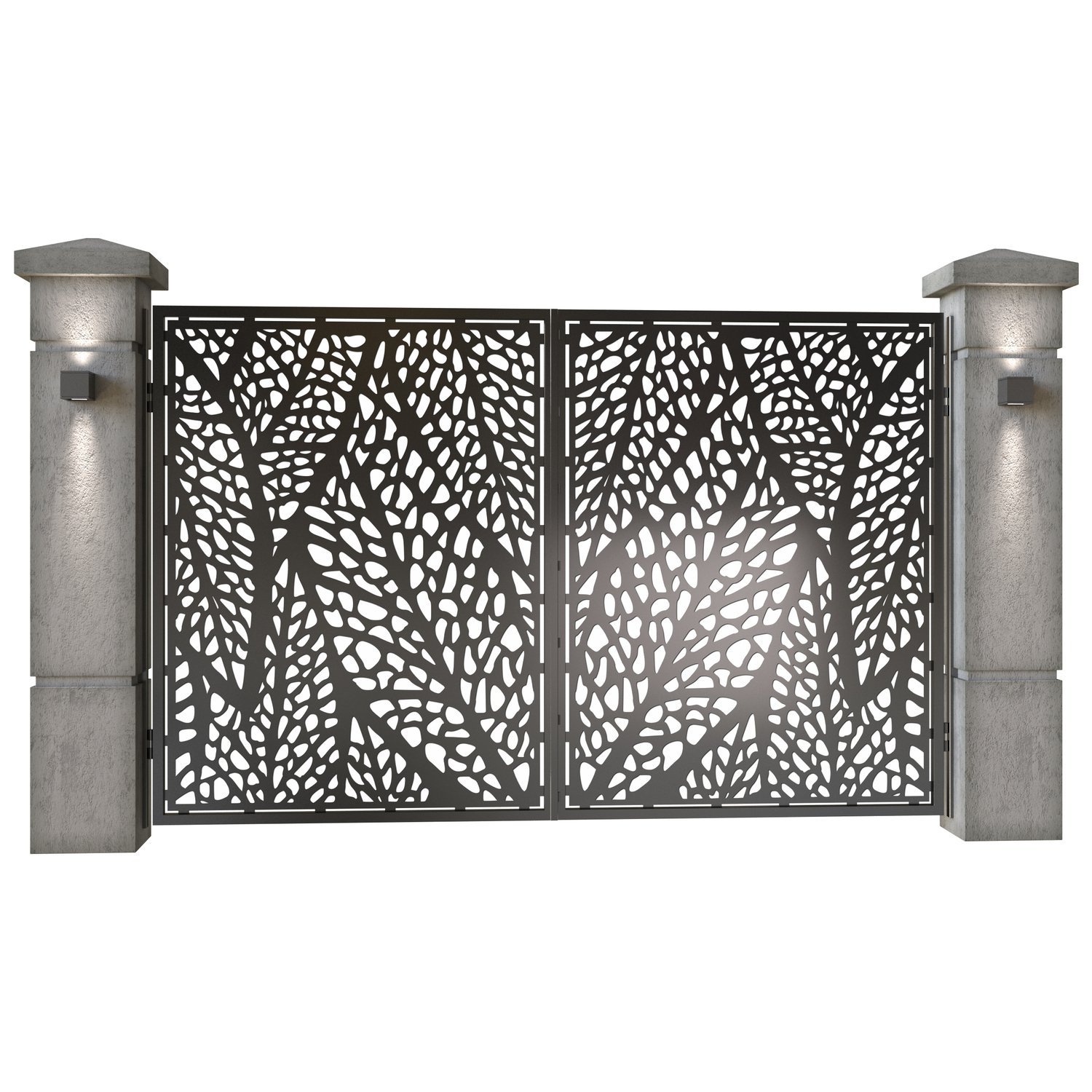 Poarta auto mica batanta din tabla decupata (traforata CNC) cu plasma, model Macro, SM MCR04, 3000 x 1940 mm, Negru