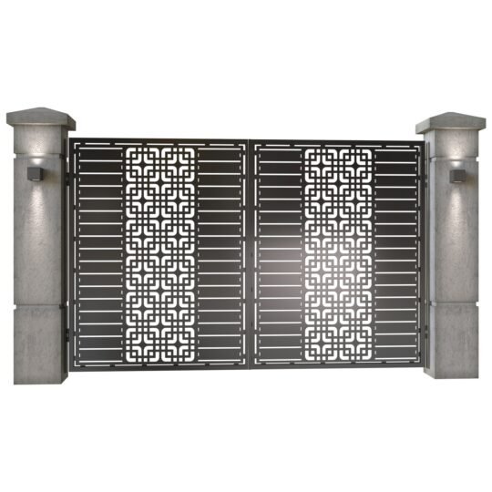 Poarta auto mica batanta din tabla decupata (traforata CNC) cu plasma, model Madrid, SM MDR04, 3000 x 1940 mm, Negru