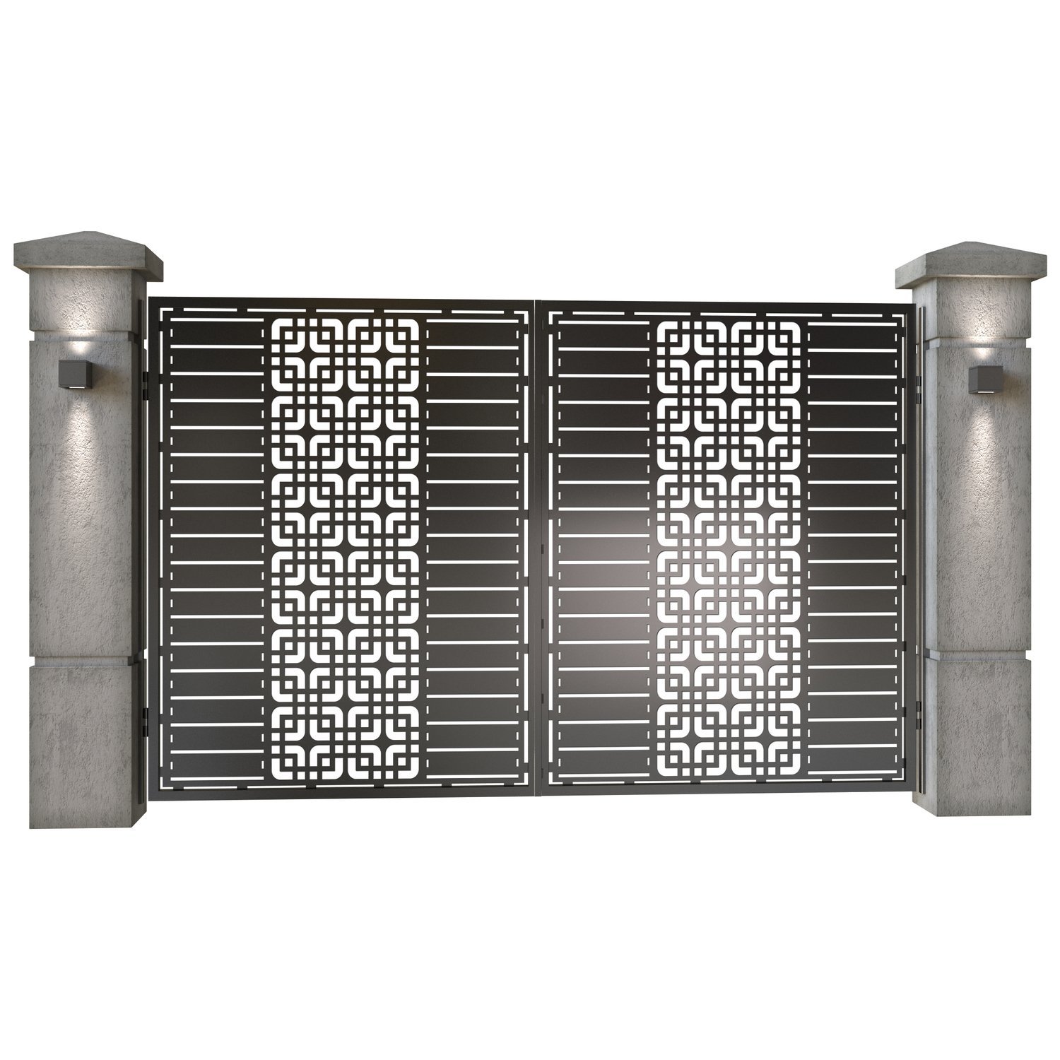 Poarta auto mica batanta din tabla decupata (traforata CNC) cu plasma, model Madrid, SM MDR04, 3000 x 1940 mm, Negru