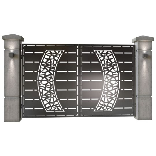 Poarta auto mica batanta din tabla decupata (traforata CNC) cu plasma, model Neo, SM NEO04, 3000 x 1940 mm, Negru