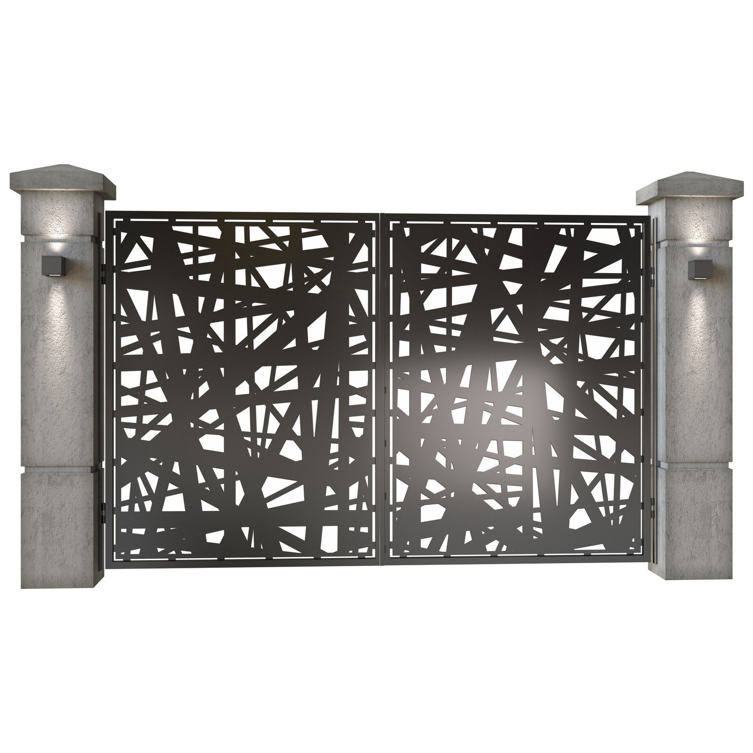 Poarta auto mica batanta din tabla decupata (traforata CNC) cu plasma, model Net, SM NETA04, 3000 x 1940 mm, Negru