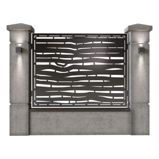 Panou de gard mare din tabla decupata (traforata) CNC cu plasma, model Loft, SM LFT03, 1940 x 1500 mm, Negru