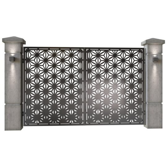 Poarta auto mica batanta din tabla decupata (traforata CNC) cu plasma, model Premium, SM PRE04, 3000 x 1940 mm, Negru