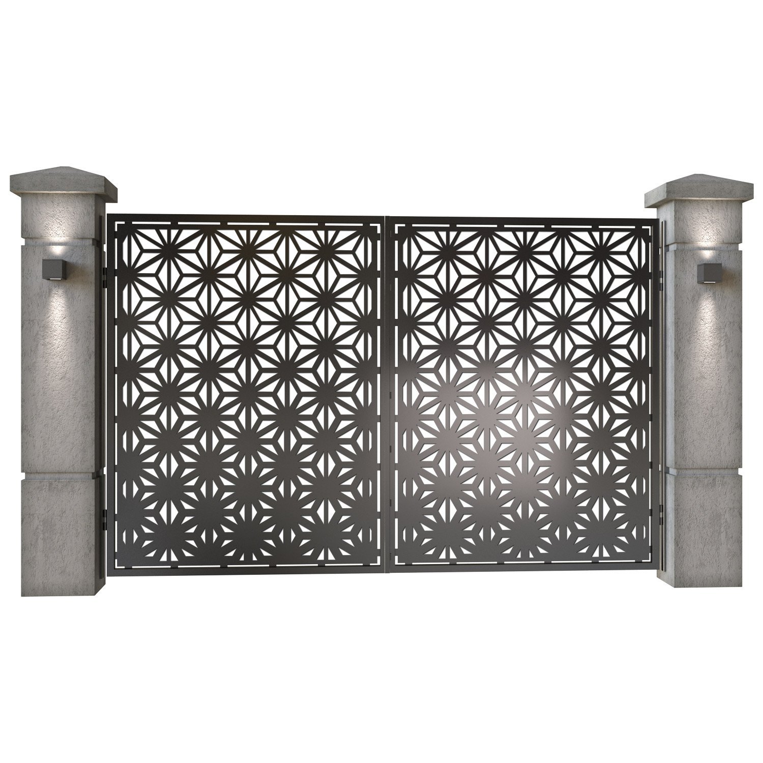 Poarta auto mica batanta din tabla decupata (traforata CNC) cu plasma, model Premium, SM PRE04, 3000 x 1940 mm, Negru