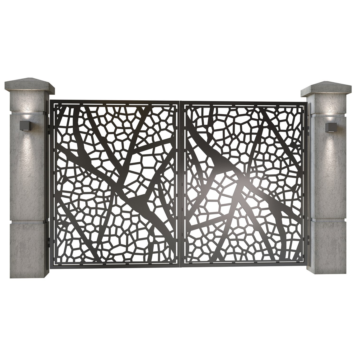 Poarta auto mica batanta din tabla decupata (traforata CNC) cu plasma, model Sahara, SM SHR04, 3000 x 1940 mm, Negru