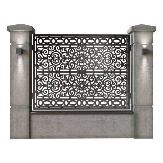 Panou de gard mare din tabla decupata (traforata) CNC cu plasma, model Lux, SM LUX03, 1940 x 1500 mm, Negru