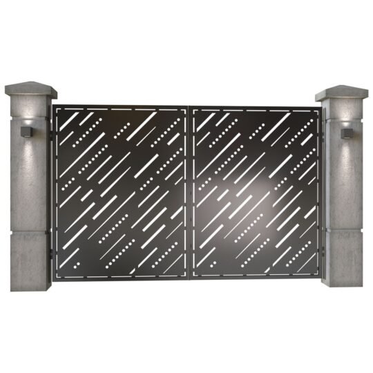 Poarta auto mica batanta din tabla decupata (traforata CNC) cu plasma, model Tokyo, SM TKO04, 3000 x 1940 mm, Negru