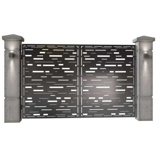 Poarta auto mica batanta din tabla decupata (traforata CNC) cu plasma, model Vector, SM VCT04, 3000 x 1940 mm, Negru