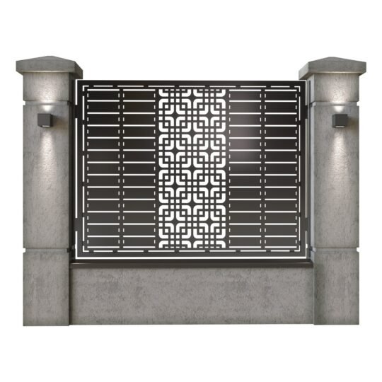 Panou de gard mare din tabla decupata (traforata) CNC cu plasma, model Madrid, SM MDR03, 1940 x 1500 mm, Negru