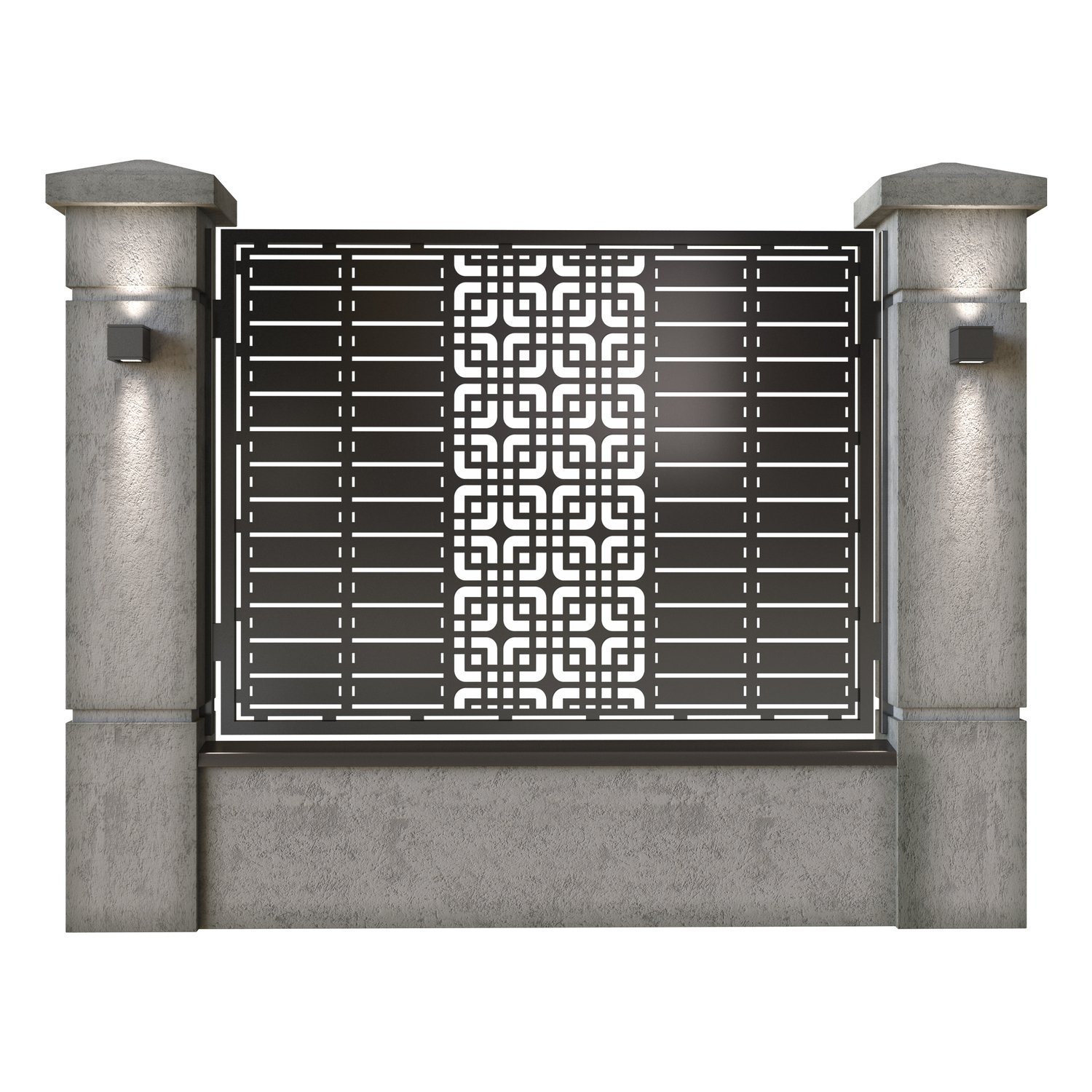 Panou de gard mare din tabla decupata (traforata) CNC cu plasma, model Madrid, SM MDR03, 1940 x 1500 mm, Negru