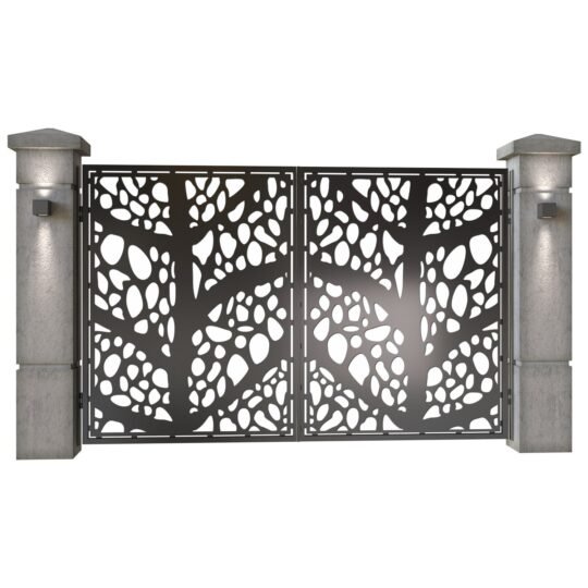 Poarta auto mica batanta din tabla decupata (traforata CNC) cu plasma, model Vogue, SM VOG04, 3000 x 1940 mm, Negru