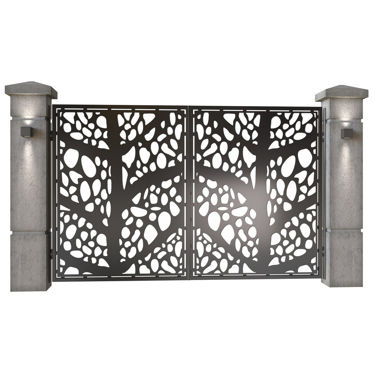 Poarta auto mica batanta din tabla decupata (traforata CNC) cu plasma, model Vogue, SM VOG04, 3000 x 1940 mm, Negru