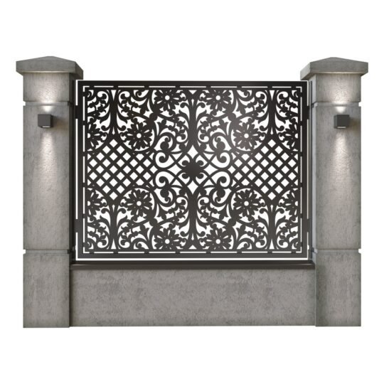 Panou de gard mare din tabla decupata (traforata) CNC cu plasma, model Metropol, SM MTP03, 1940 x 1500 mm, Negru