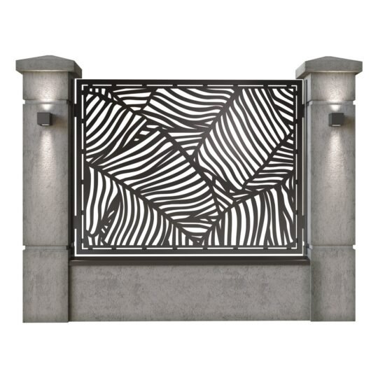 Panou de gard mare din tabla decupata (traforata) CNC cu plasma, model Modern, SM MDN03, 1940 x 1500 mm, Negru