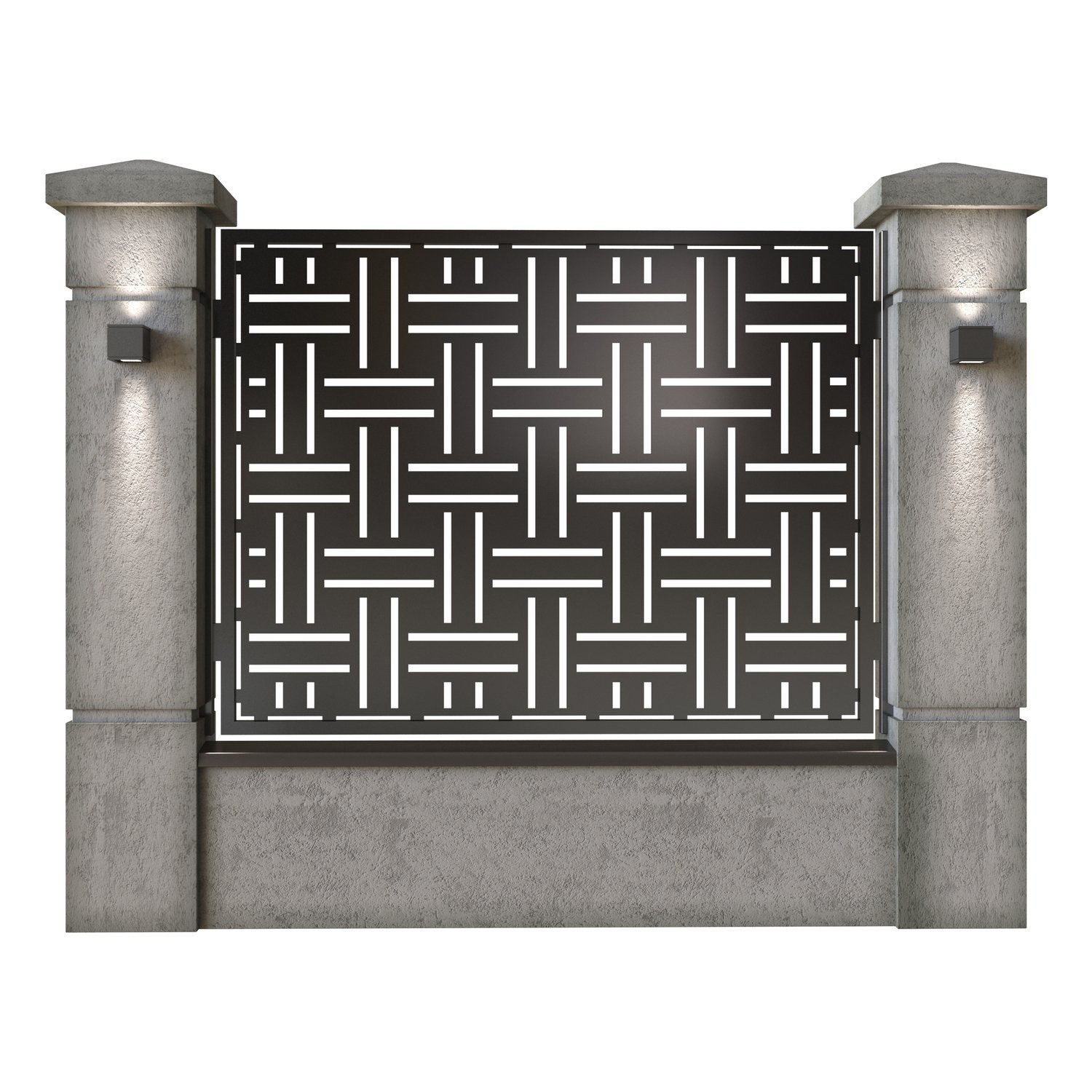 Panou de gard mare din tabla decupata (traforata) CNC cu plasma, model Mykonos, SM MKN03, 1940 x 1500 mm, Negru