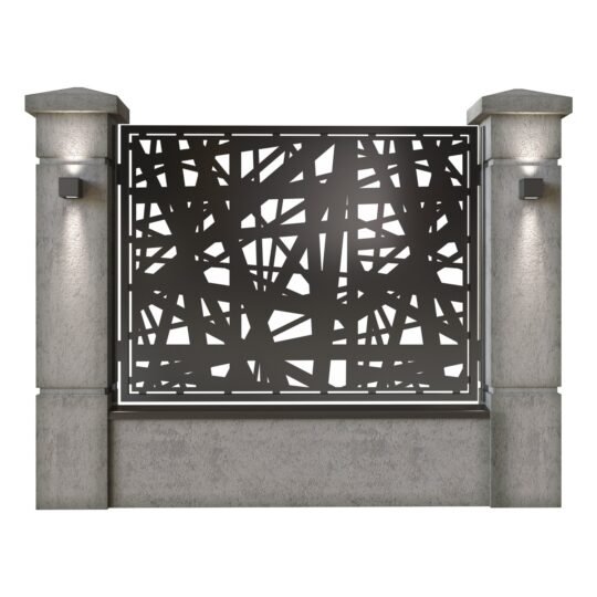 Panou de gard mare din tabla decupata (traforata) CNC cu plasma, model Net, SM NET03, 1940 x 1500 mm, Negru