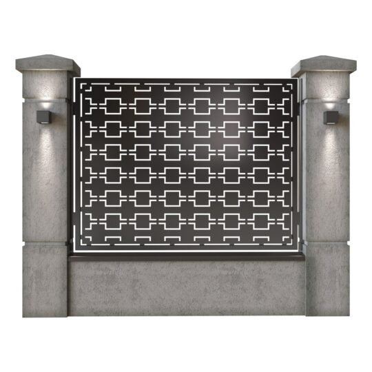 Panou de gard mare din tabla decupata (traforata) CNC cu plasma, model Nova, SM NOVA03, 1940 x 1500 mm, Negru