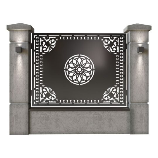 Panou de gard mare din tabla decupata (traforata) CNC cu plasma, model Orient, SM ORT03, 1940 x 1500 mm, Negru