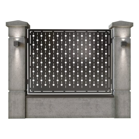 Panou de gard mare din tabla decupata (traforata) CNC cu plasma, model Perla, SM PRL03, 1940 x 1500 mm, Negru