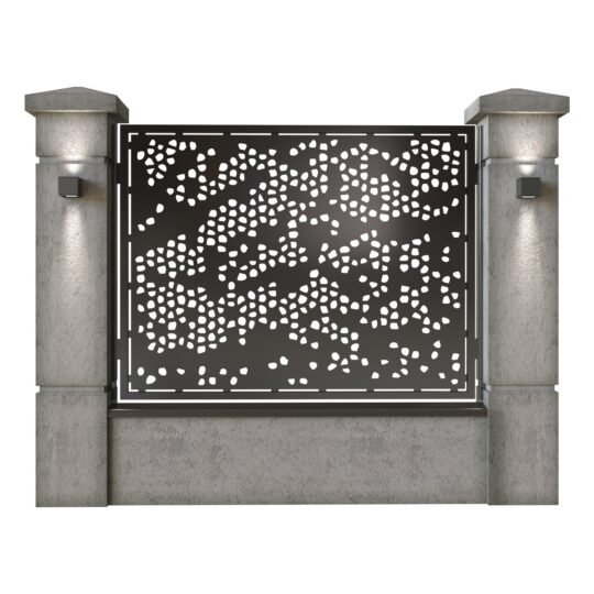 Panou de gard mare din tabla decupata (traforata) CNC cu plasma, model Pixel, SM PIX03, 1940 x 1500 mm, Negru