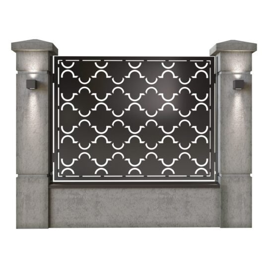 Panou de gard mare din tabla decupata (traforata) CNC cu plasma, model Plaza, SM PLZ03, 1940 x 1500 mm, Negru