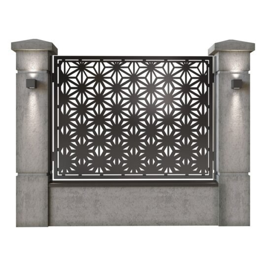 Panou de gard mare din tabla decupata (traforata) CNC cu plasma, model Premium, SM PRE03, 1940 x 1500 mm, Negru