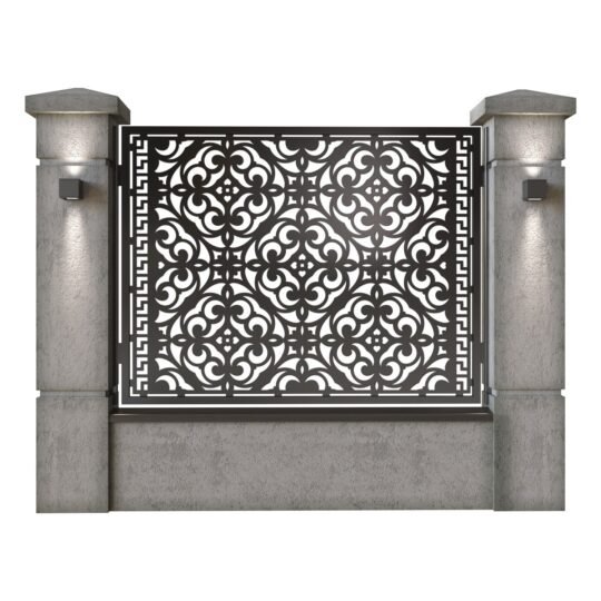 Panou de gard mare din tabla decupata (traforata) CNC cu plasma, model Artesa, SM ATS03, 1940 x 1500 mm, Negru