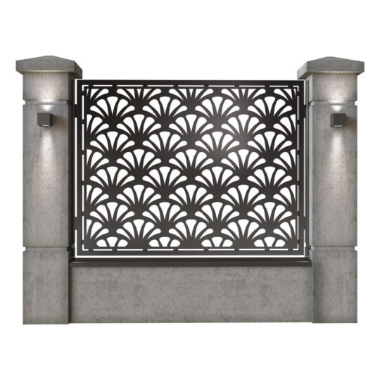 Panou de gard mare din tabla decupata (traforata) CNC cu plasma, model Retro, SM RTR03, 1940 x 1500 mm, Negru