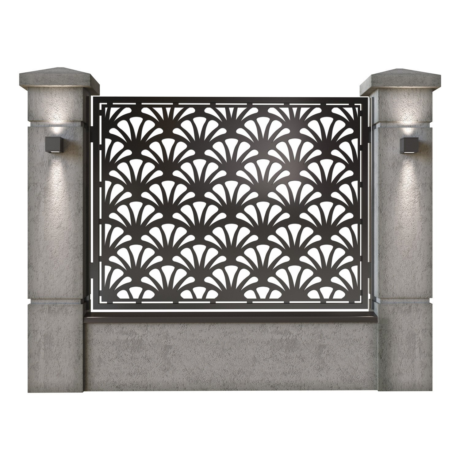 Panou de gard mare din tabla decupata (traforata) CNC cu plasma, model Retro, SM RTR03, 1940 x 1500 mm, Negru