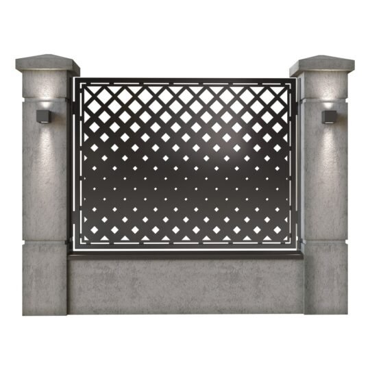 Panou de gard mare din tabla decupata (traforata) CNC cu plasma, model Rumba, SM RMB03, 1940 x 1500 mm, Negru