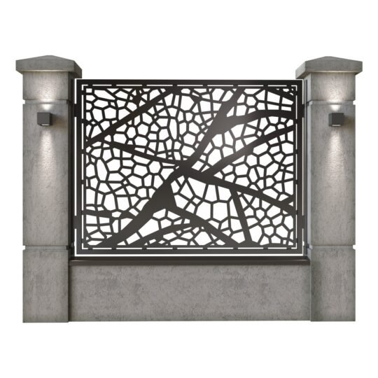 Panou de gard mare din tabla decupata (traforata) CNC cu plasma, model Sahara, SM SHR03, 1940 x 1500 mm, Negru