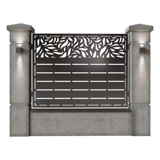 Panou de gard mare din tabla decupata (traforata) CNC cu plasma, model Tenerife, SM TNR03, 1940 x 1500 mm, Negru