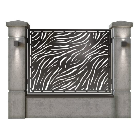 Panou de gard mare din tabla decupata (traforata) CNC cu plasma, model Tigre, SM TGR03, 1940 x 1500 mm, Negru