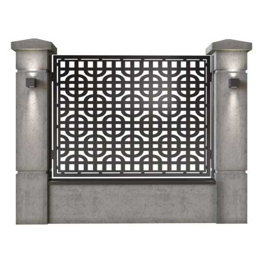 Panou de gard mare din tabla decupata (traforata) CNC cu plasma, model Toronto, SM TRT03, 1940 x 1500 mm, Negru