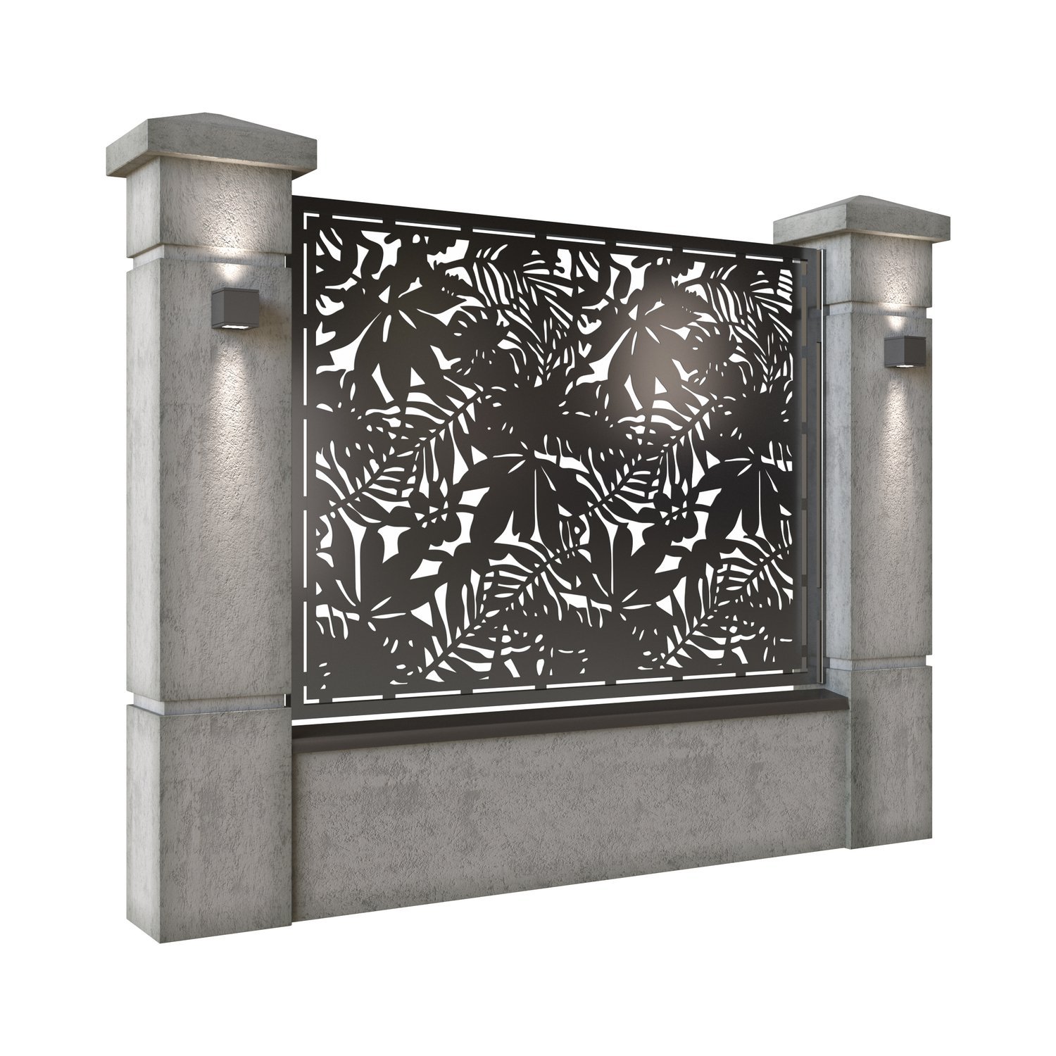 Panou de gard mare din tabla decupata (traforata) CNC cu plasma, model Tropical, SM TRP03, 1940 x 1500 mm, Negru - imagine 2