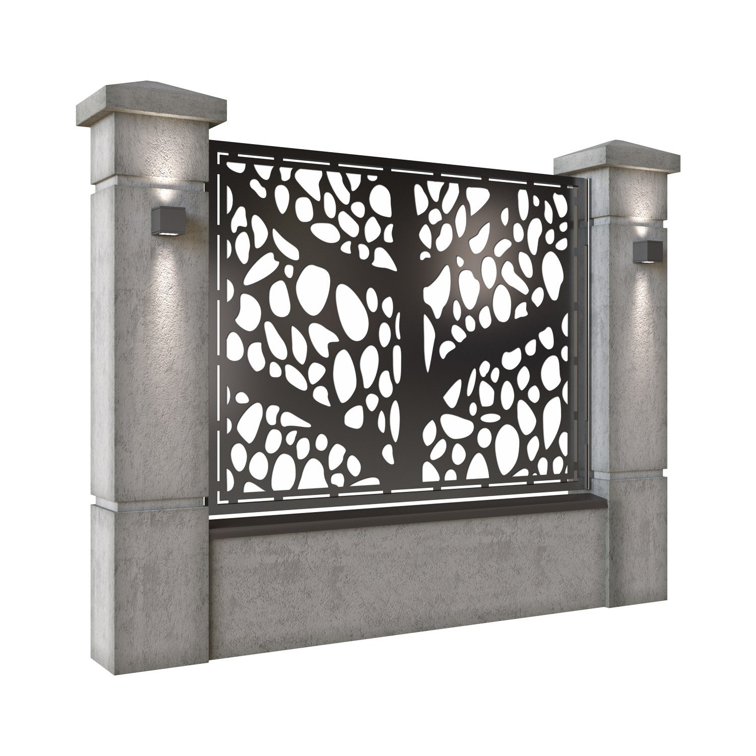Panou de gard mare din tabla decupata (traforata) CNC cu plasma, model Vogue, SM VOG03, 1940 x 1500 mm, Negru - imagine 2