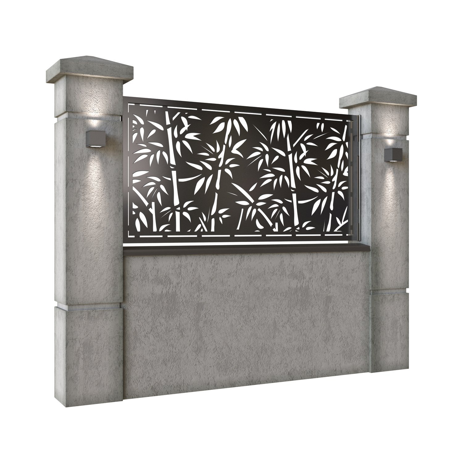 Panou de gard mic din tabla decupata (traforata) CNC cu plasma, model Bamboo, SM BMB02, 1940 x 990 mm, Negru - imagine 2