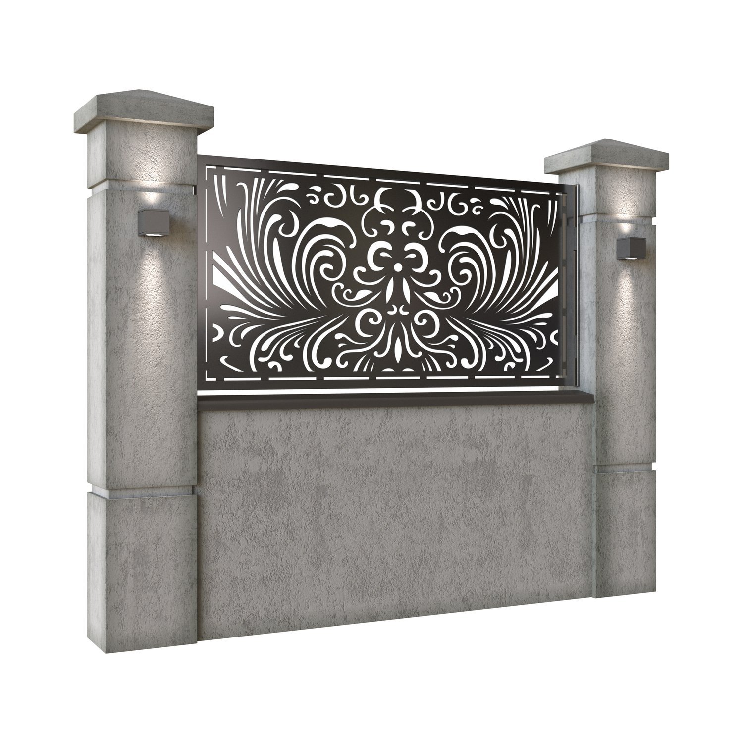 Panou de gard mic din tabla decupata (traforata) CNC cu plasma, model Best, SM BST02, 1940 x 990 mm, Negru - imagine 2