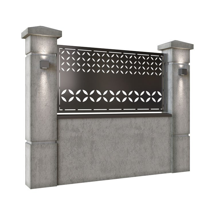 Panou de gard mic din tabla decupata (traforata) CNC cu plasma, model Bliss, SM BLS02, 1940 x 990 mm, Negru - imagine 2