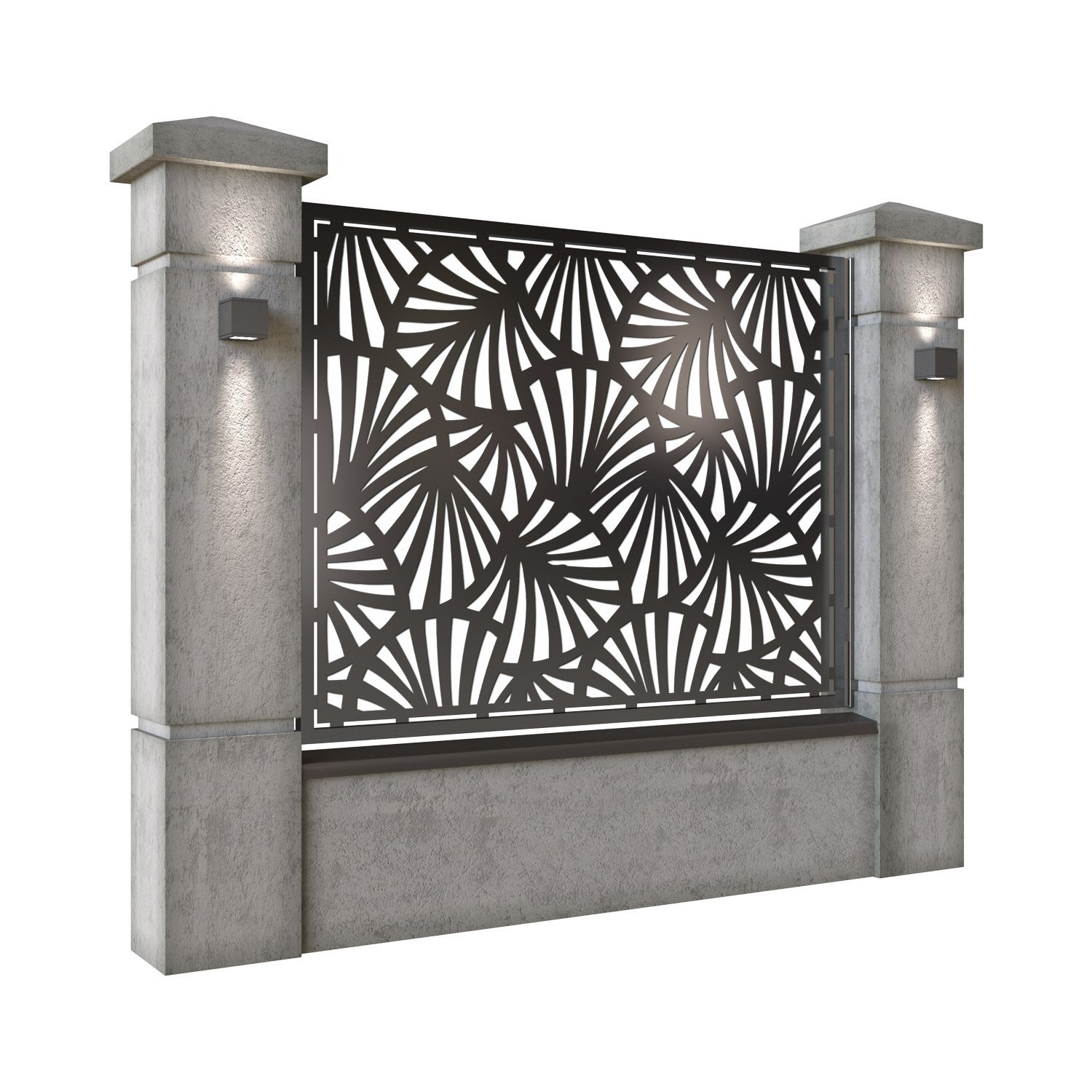 Panou de gard mare din tabla decupata (traforata) CNC cu plasma, model Beijing, SM BEI03, 1940 x 1500 mm, Negru - imagine 2