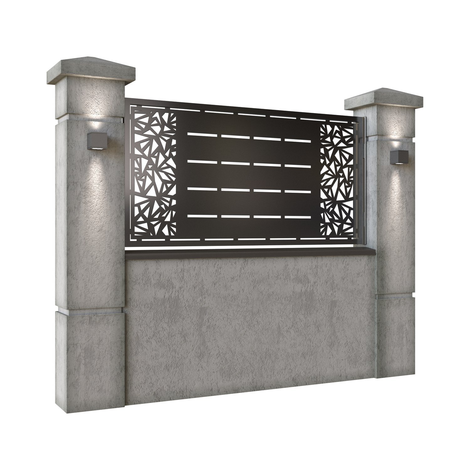 Panou de gard mic din tabla decupata (traforata) CNC cu plasma, model Decor, SM DCR02, 1940 x 990 mm, Negru - imagine 2